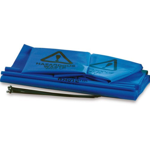 Blue Hazardous Waste Disposal Bags & Ties x 100