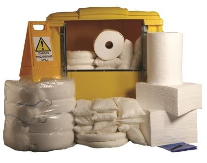 1000 litre Ecospill Oil Only Spill Kit - 4 Wheeled Drop-Front Bin