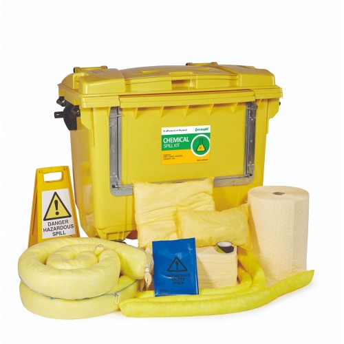 600 litre Ecospill Chemical Spill Kit - 4 Wheeled Drop-Front Bin