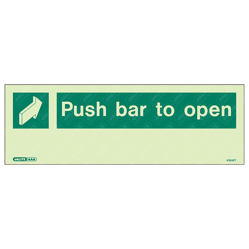 Push bar to open 300 x 100 Photoluminescent