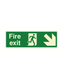 Fire Exit Arrow Down Right Sign 300 x 100 Photoluminescent