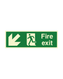 Fire Exit Arrow Down Left Sign 450 x 150 Photoluminescent