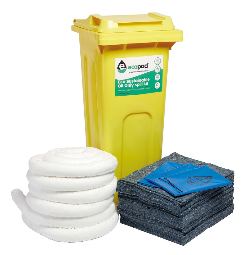 120 litre Eco Sustainable Oil and Fuel Spill Kit - Wheeled Bin