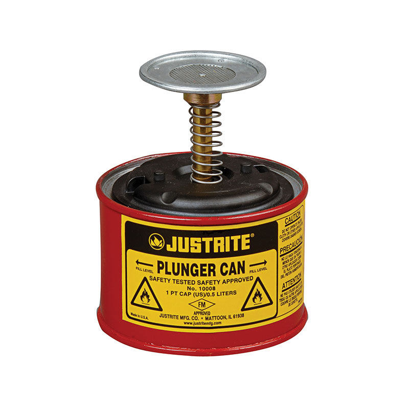 Justrite Safety Plunger Cans