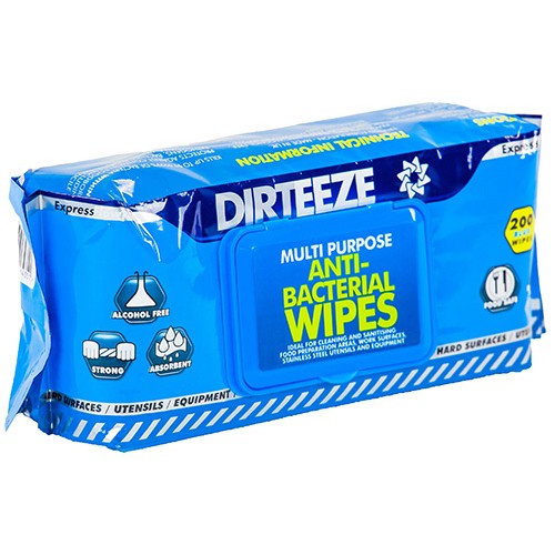 Dirteeze Anti-Bacterial Wipes (12 x 200 Wipe Packs)