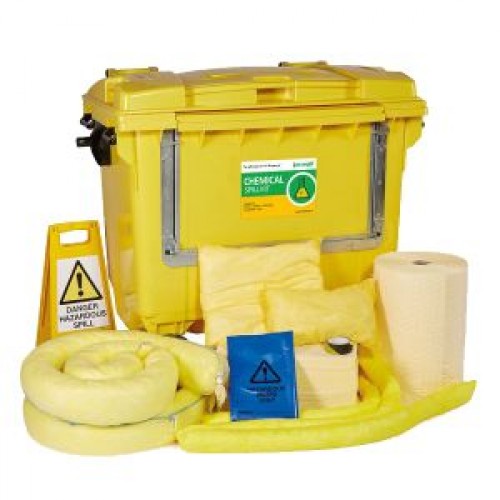 1000 litre Ecospill Chemical Spill Kit - 4 Wheeled Drop-Front Bin