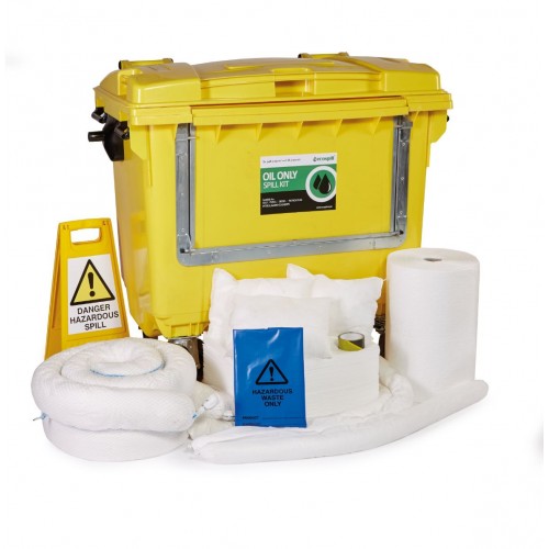 600 litre Ecospill Oil Only Spill Kit - 4 Wheeled Drop-Front Bin
