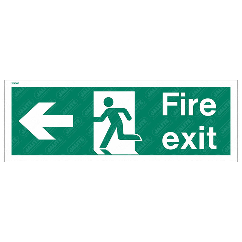 Fire exit man arrow left 340 x 120