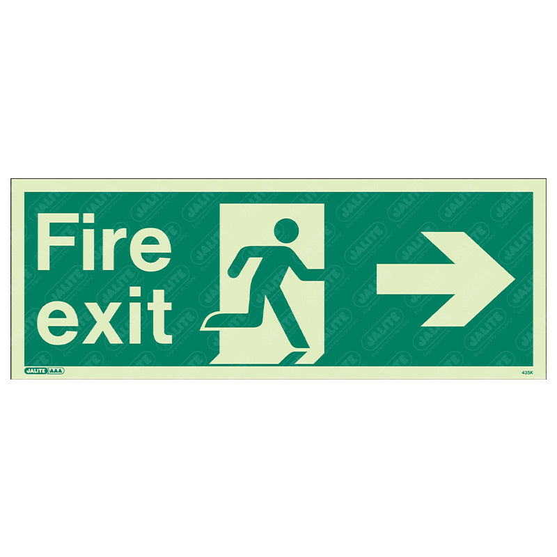 Fire exit man arrow right 400 x 150 Photoluminescent