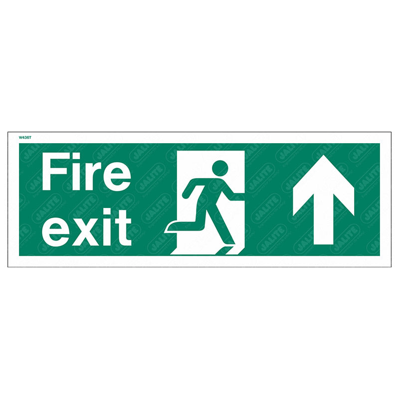 Fire exit man arrow up 340 x 120