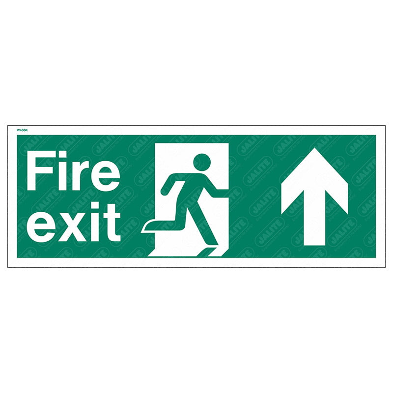 Fire exit man arrow up 400 x 150