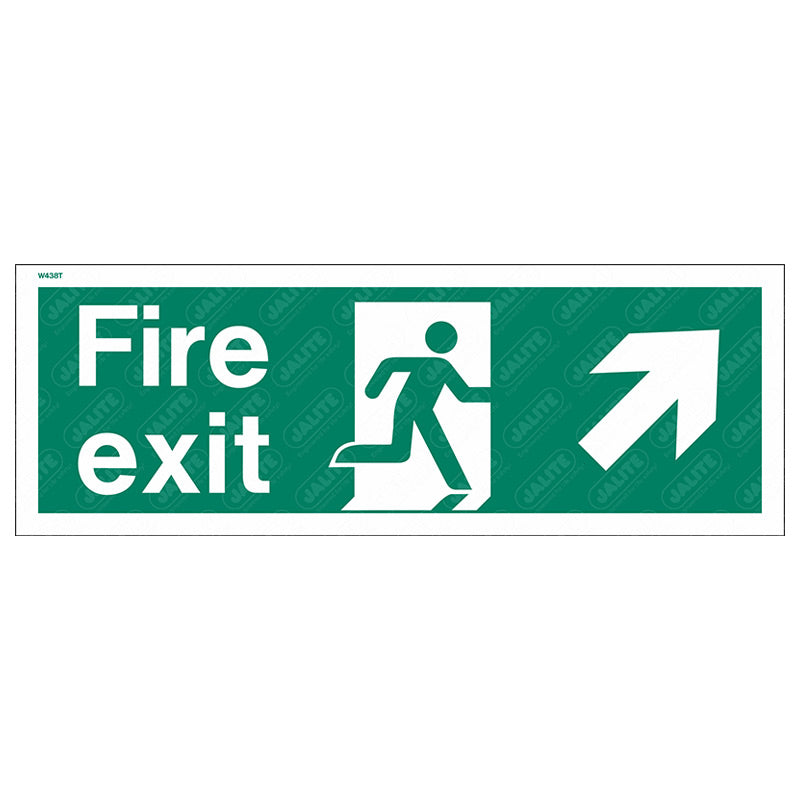Fire exit man arrow up right 340 x 120
