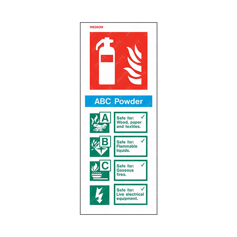 Powder extinguisher information sign 200 x 80