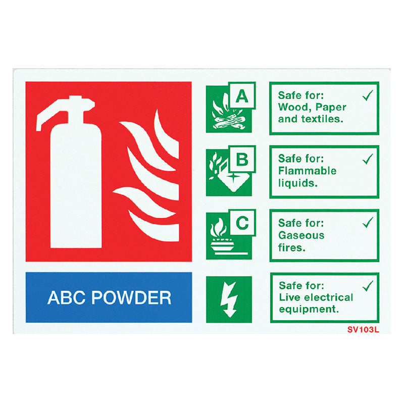 Powder Extinguisher Self Adhesive ID Sign Landscape