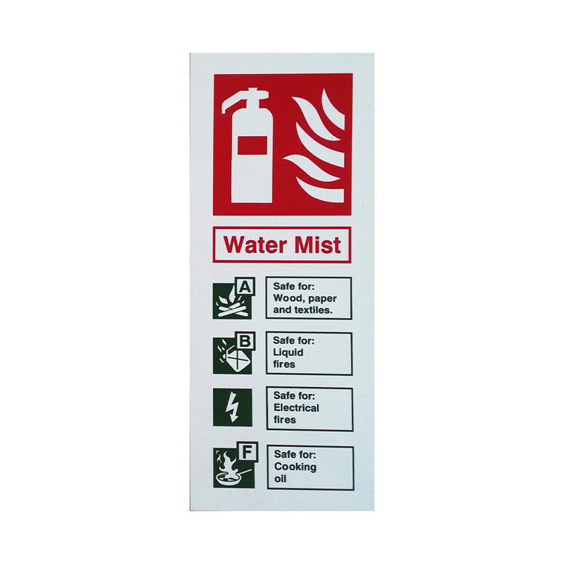 Water Mist extinguisher information sign 200 x 80