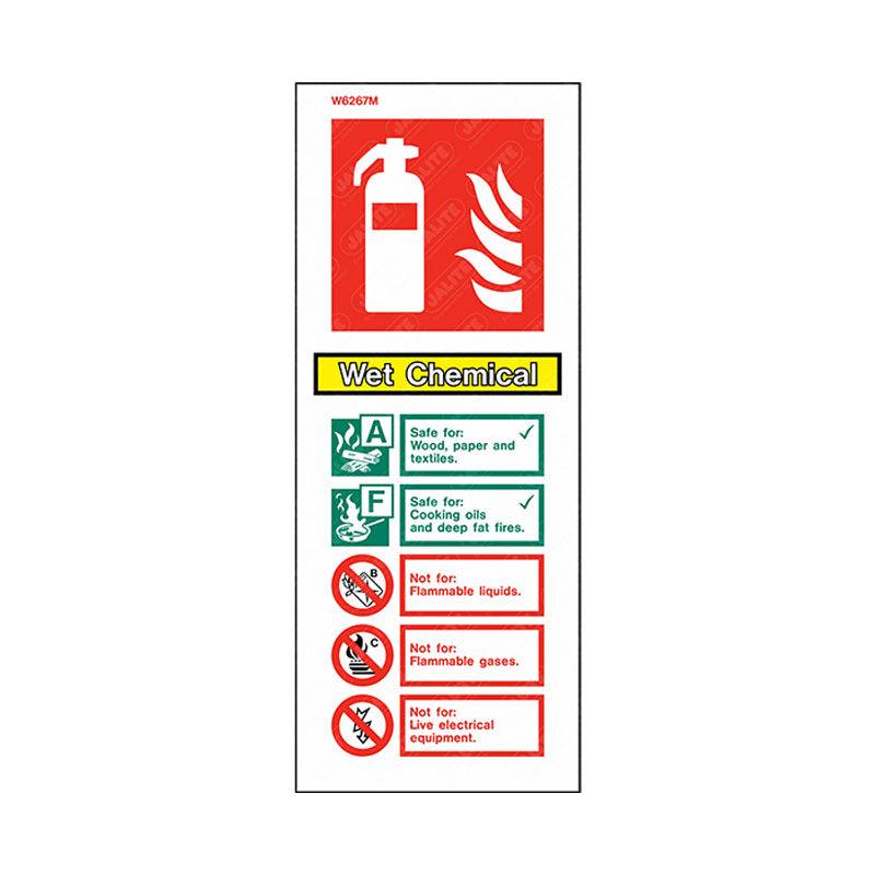 Wet Chemical extinguisher information sign 200 x 80